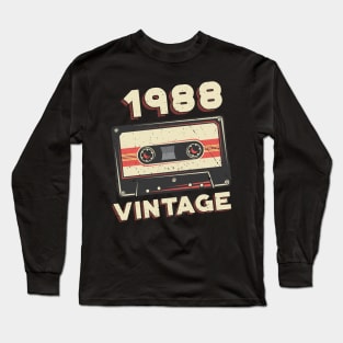 Vintage 1988 Retro Cassette Tape 32nd Birthday Long Sleeve T-Shirt